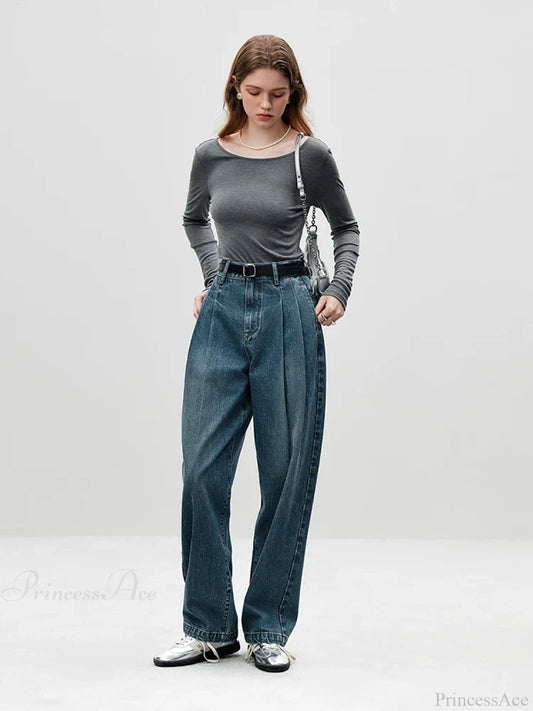 Big U - shaped Collar Slim Simple Basic Sweater GRAY / S