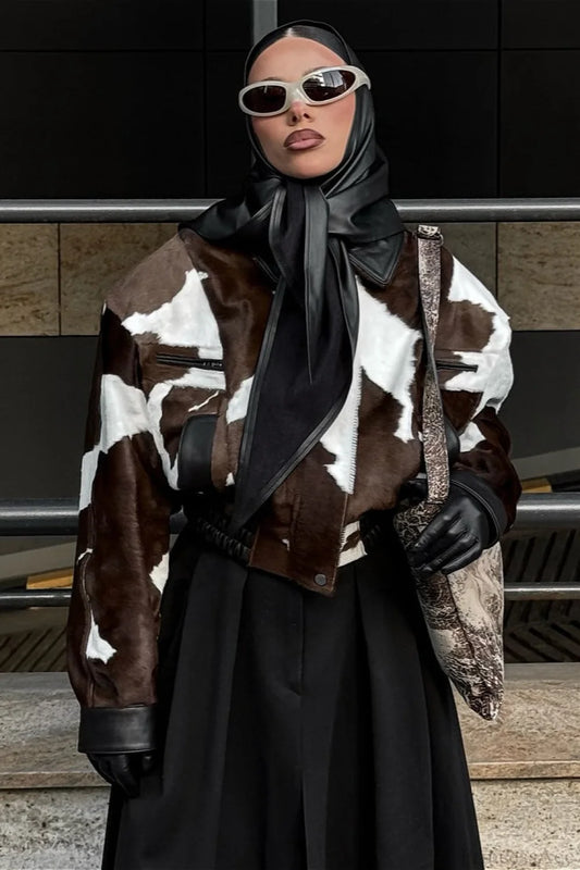 Black and White Leather Moto Jacket