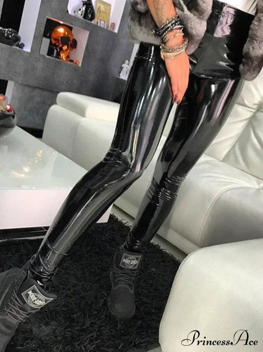 Schwarze Pu-Lederhose