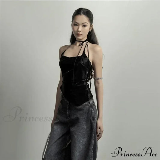 Black Trendy Personalized Young Girl Sexy Hot Cool Simple Women’s Vest Tank Top / S