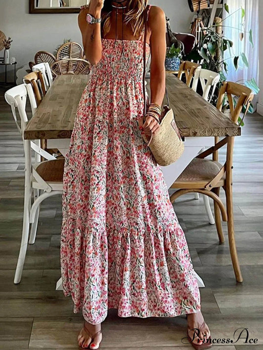 Bohemian Printed Stylish Slip Dress Pink / S Dresses