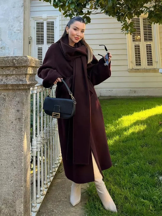 Brown Soft Fluffy Faux Fur Lapel Overcoat