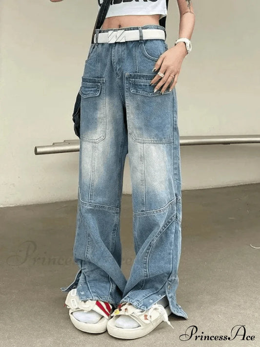 Button Slit Graceful Bodycon Midi Dress Blue / S Jeans