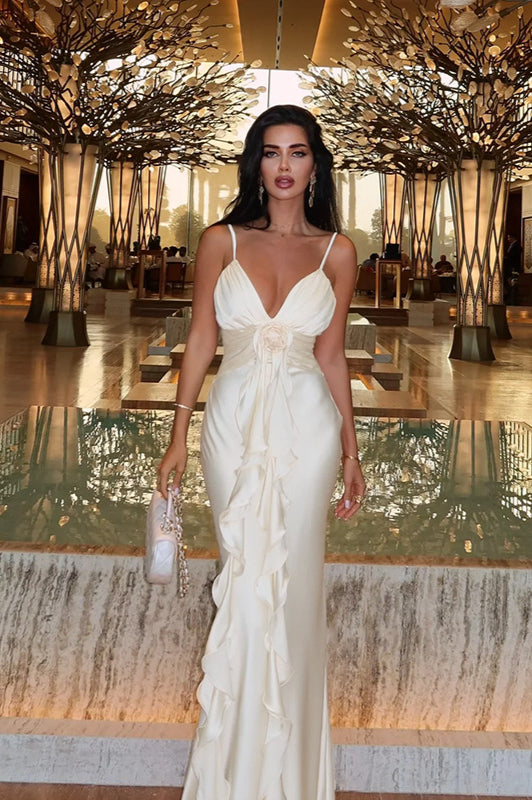 Maxi-Slip-Kleid aus Satin mit Blumenmuster