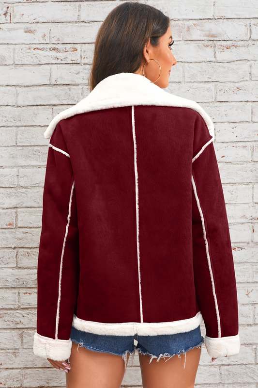 Warme, lässige Winteroberbekleidung mit Kragen aus Plüsch