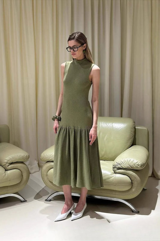 Elegantes A-Linien-Strick-Maxikleid