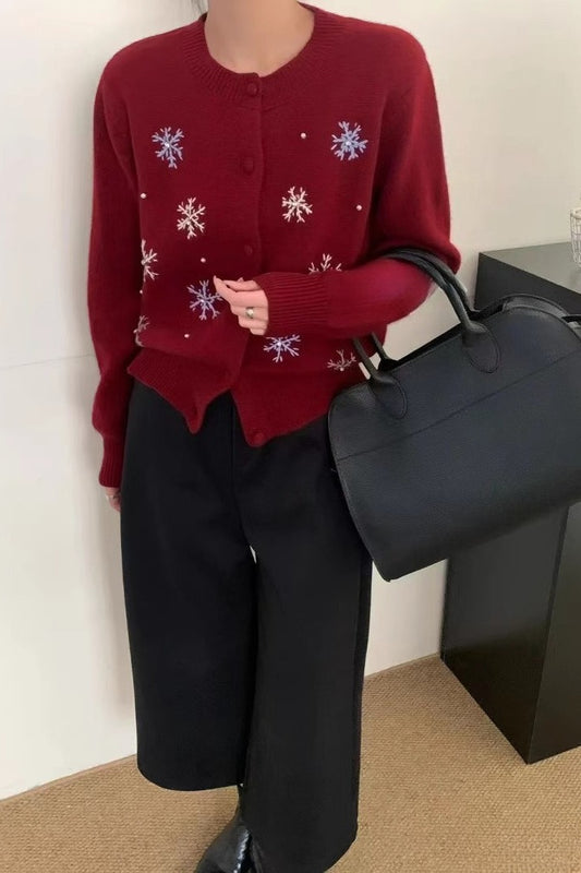 Strickjacke mit Schneemuster