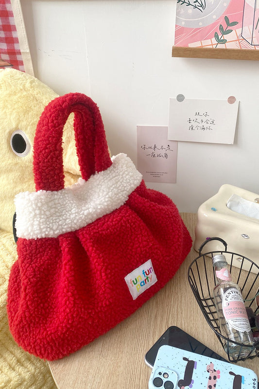 Niedliche, flauschige Bento-Tasche aus Lammwolle als Geschenk zum neuen Jahr