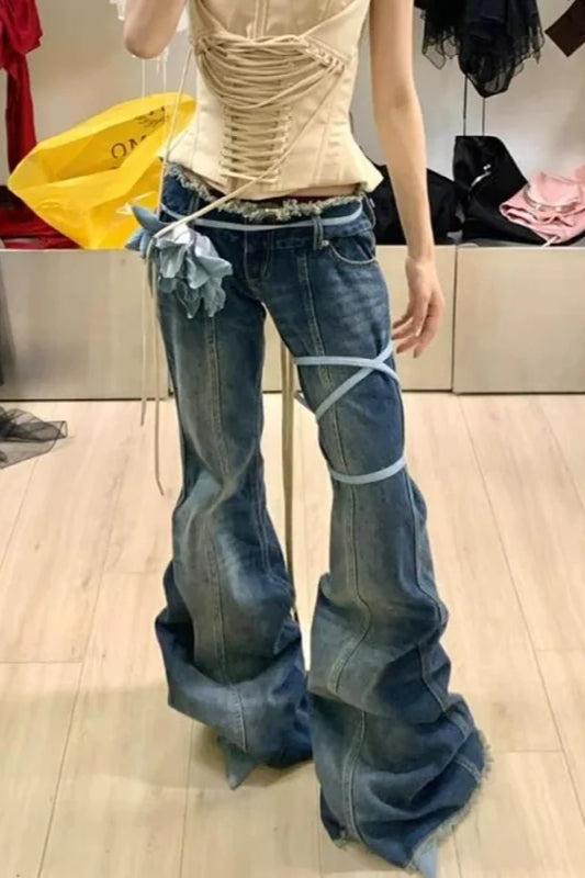 Y2K Jeans mit hoher Taille und geradem Schnitt