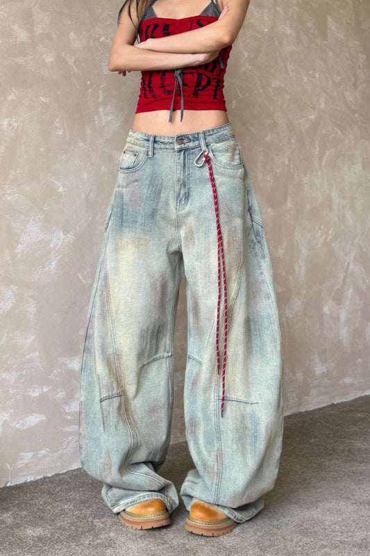 Y2K Hellblaue Baggy-Jeans