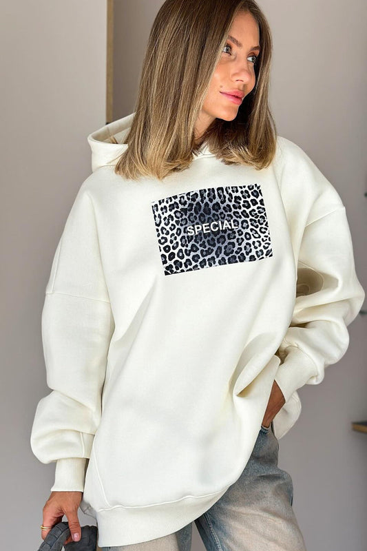 Oversize-Hoodie mit Leopardenmuster