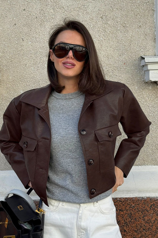 Slim Fit Motorradjacke aus Leder