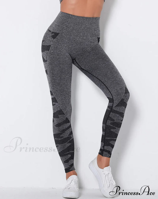 Camouflage Mesh Graceful Patchwork Irregular Skirt Black / S Active Leggings