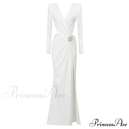 Candace Elegant Maxi Dress White / Xs