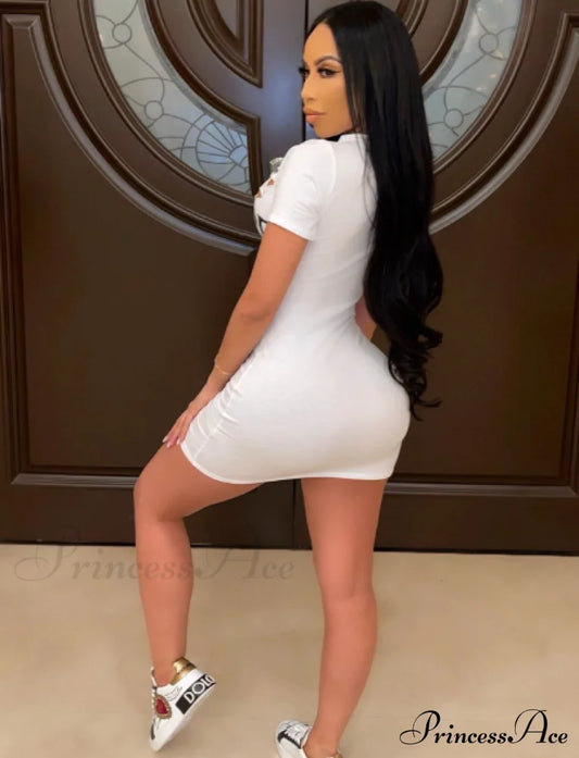 Casual Graphic Choker Tee Dress S / Black Dresses