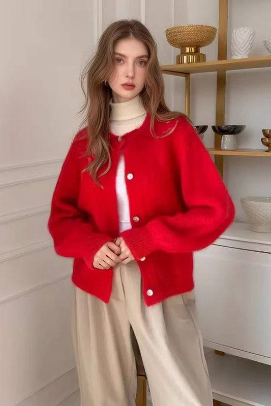 Einfarbiger Cardigan in Macaron-Farben