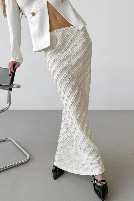 Textured Lace Straight Maxi Skirt