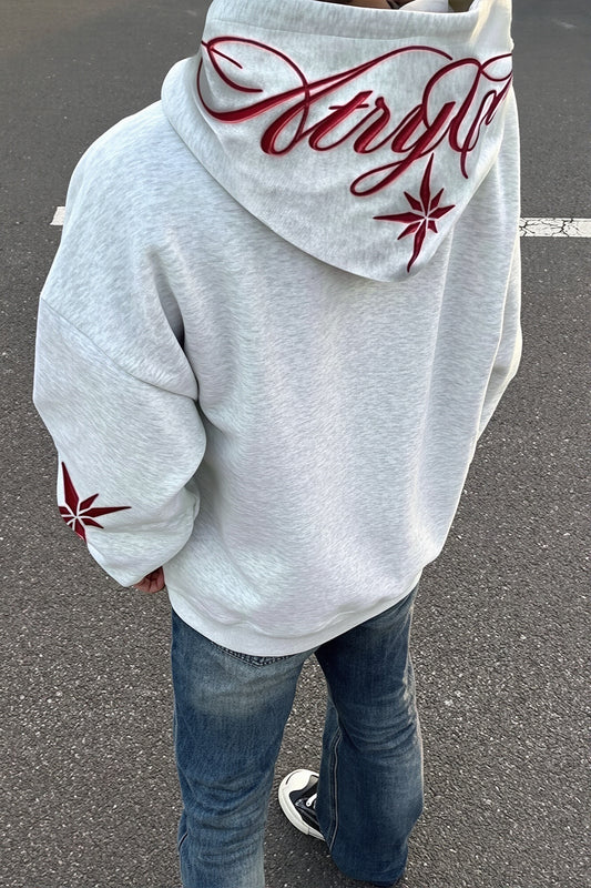 Star Script Embroidered Pullover Hoodie