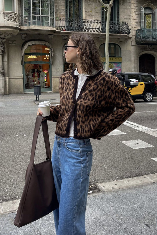 Retro Soft Touch Leoparden-Cardigan