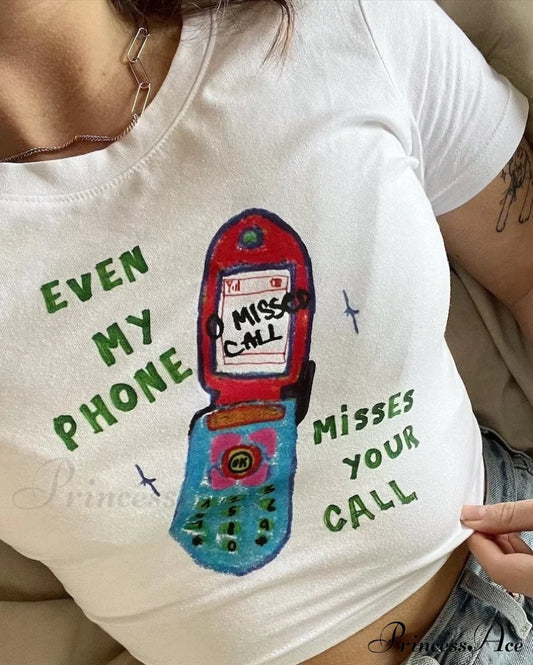 Cell Phone Stylish Graphic White Tee