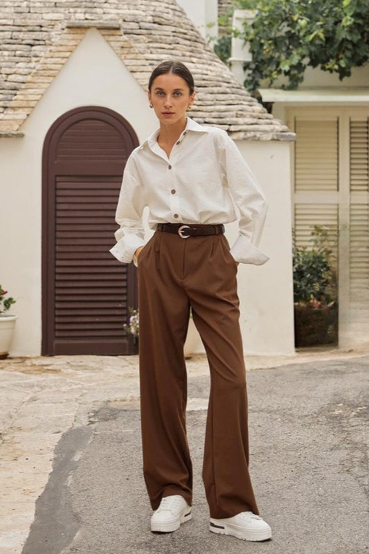 Vintage-Hose mit hohem Bund und geradem Bein