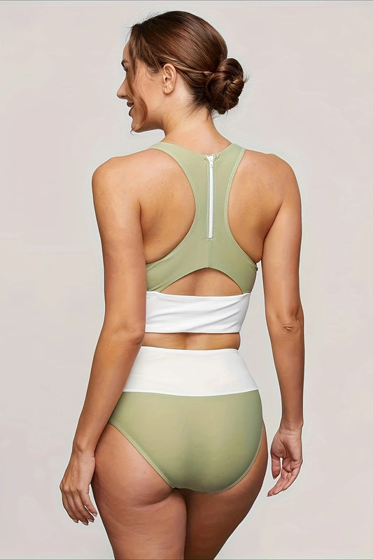 Curve Fit Bikini mit Reißverschluss vorne, zweiteiliges Badeset