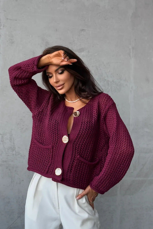 Modischer, grober Cardigan-Pullover
