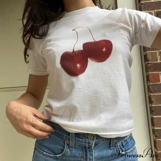 Cherry Print Stylish Graphic Tee