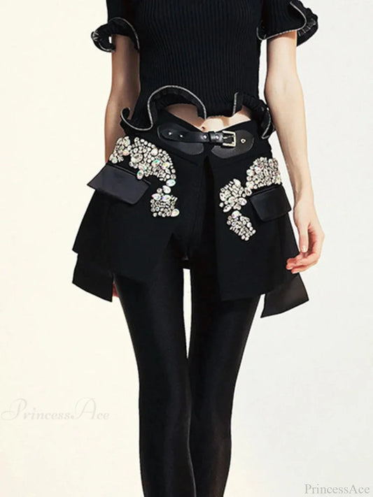 Cinch Irregular Hem Skirt Black / S