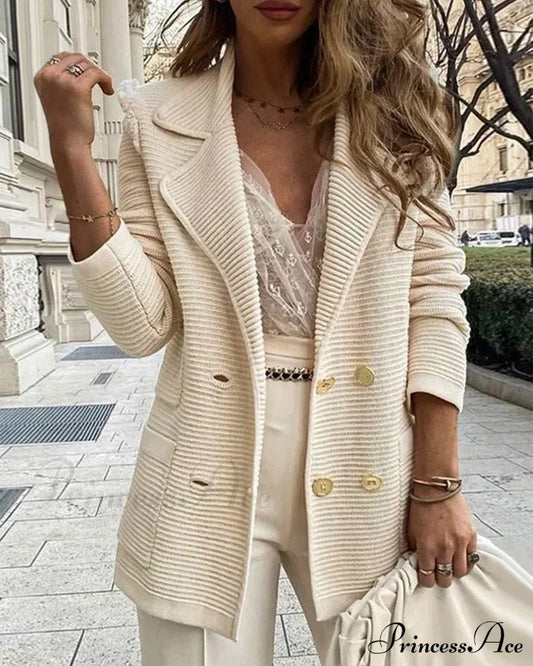 Elegant Solid Color Coat Beige 2023 f/w 23BF clothes jackets & coats spring Tops/Blouses