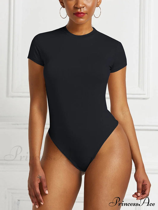 Crew Neck Graceful Smiley Face Sweater Black / S Jumpsuits & Rompers