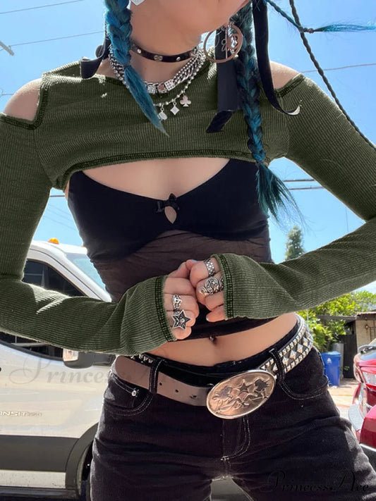 Cutout Long Sleeve Trendy Knit Midi Dress Knits