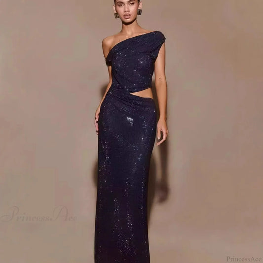 Cutout Rhinestone Halter Slit Prom Dress promdress-250223