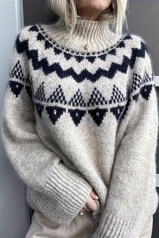 Vintage Loose Fit Jacquard-Strickpullover