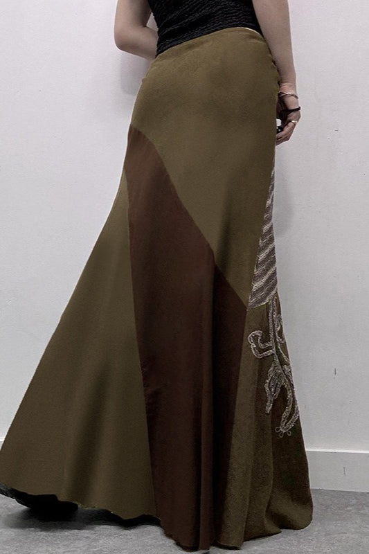 Maxirock aus bedrucktem Strick-Patchwork