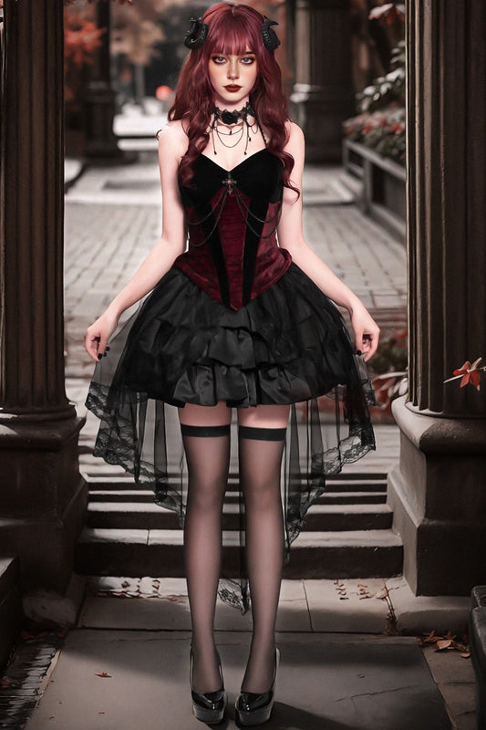 Vampir-Spitzen-Gothic-Kleid