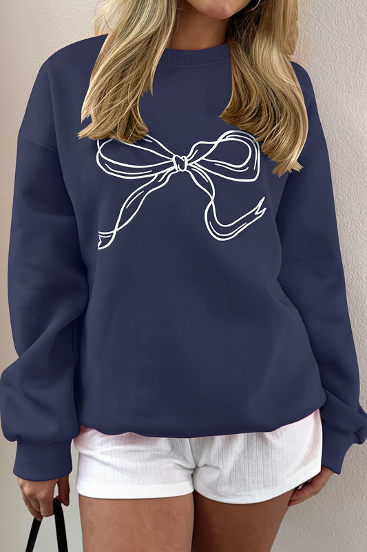 Bow Graphic Crew Neck Sweatshirt