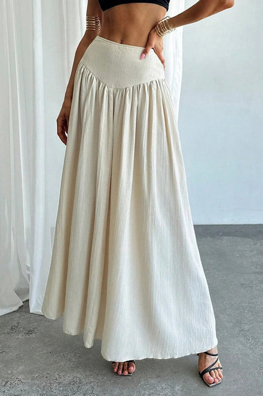 Ruffled High Waist A Line Belted Side Pocket Elegant Skirt