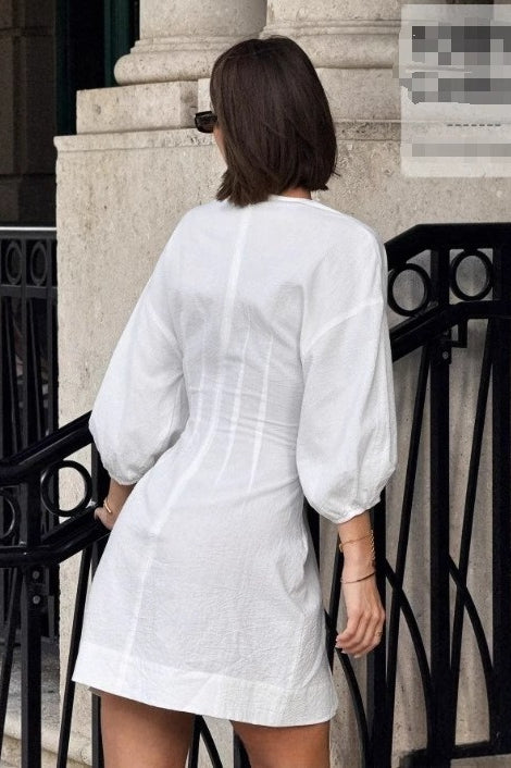 Minikleid mit V-Ausschnitt und 3/4-Ärmeln