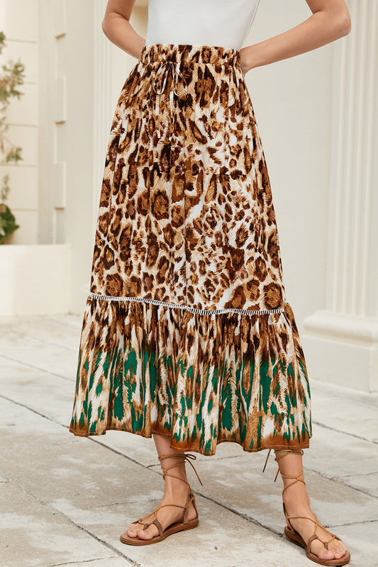 Boho Maxirock mit Rüschen und Blumenmuster