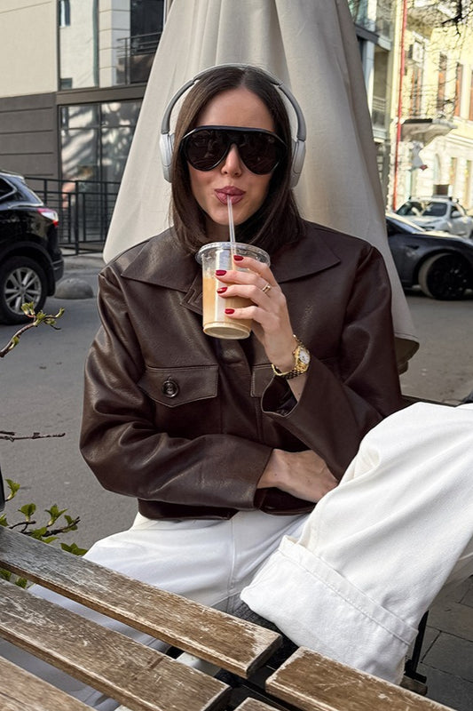 Slim Fit Motorradjacke aus Leder