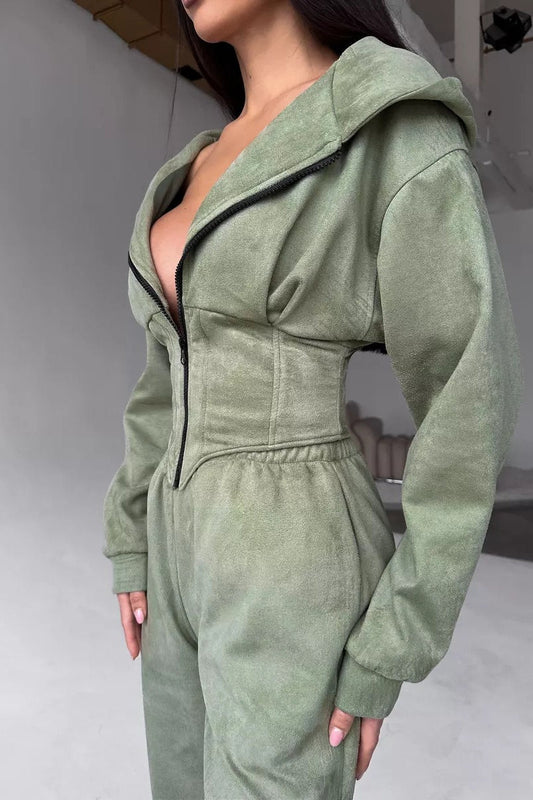 Zweiteiliges Hosenset mit Kapuze und Kordelzug