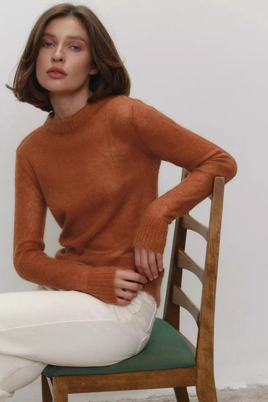 Transparentes Stricktop mit Rundhalsausschnitt