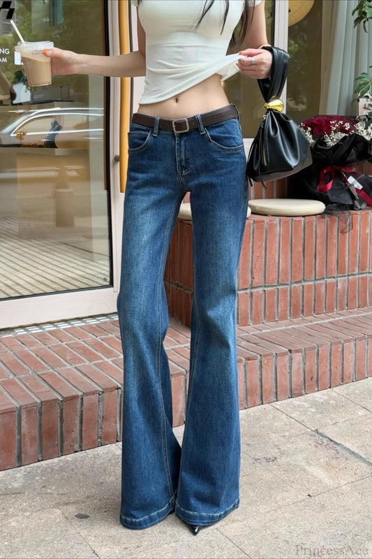 Dark Blue Low Rise Bootcut Jeans Blue / XS