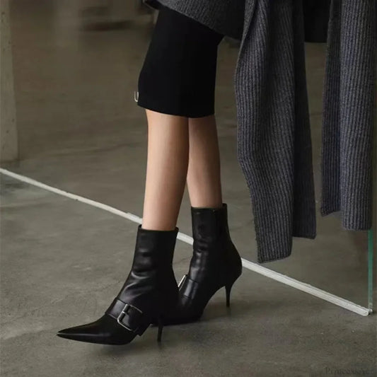 Dark Patent Leather Gothic Dagger Ankle Boot