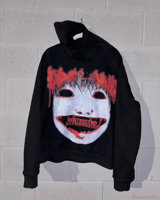 Dark Pattern Print Oversized Hoodie black / S