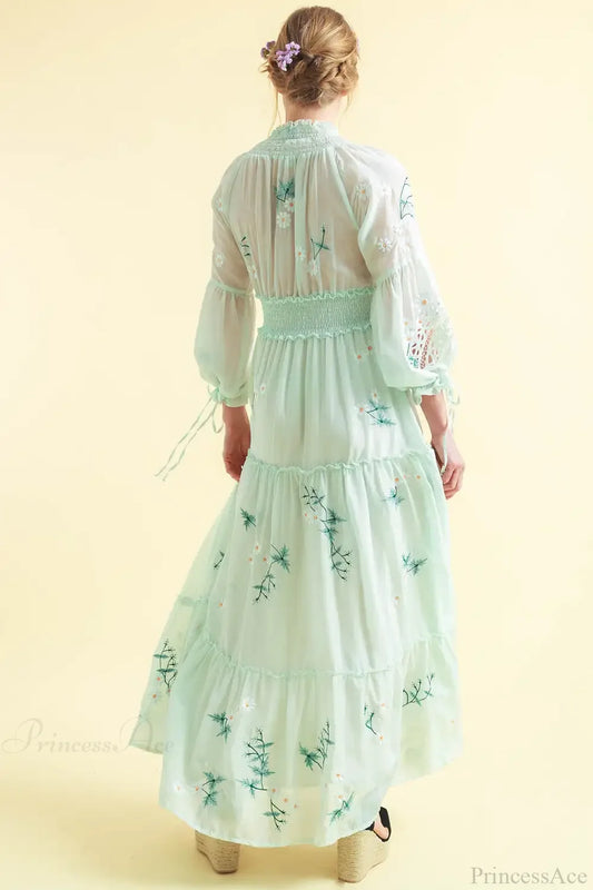 Deep V Long Sleeve Casual Dress bohodress-250126