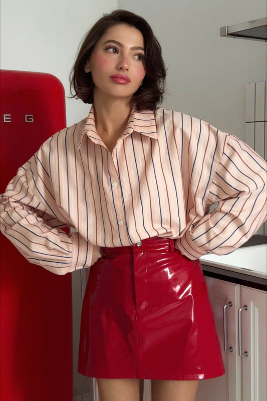 Roter Bodycon-Rock aus PU-Leder