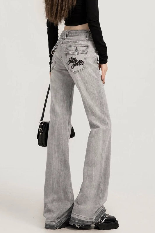 Smoky Gray Slim Bootcut Versatile Jeans