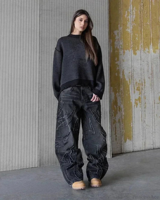 Distressed Gothic Vintage Baggy Pant black1 / S